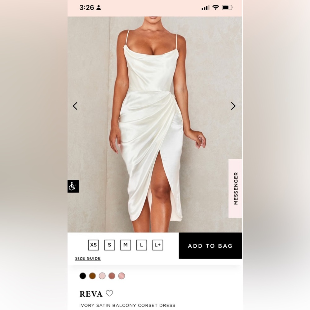 House of CB White Cream Asymmetrical Satin Dress / graduation dress
